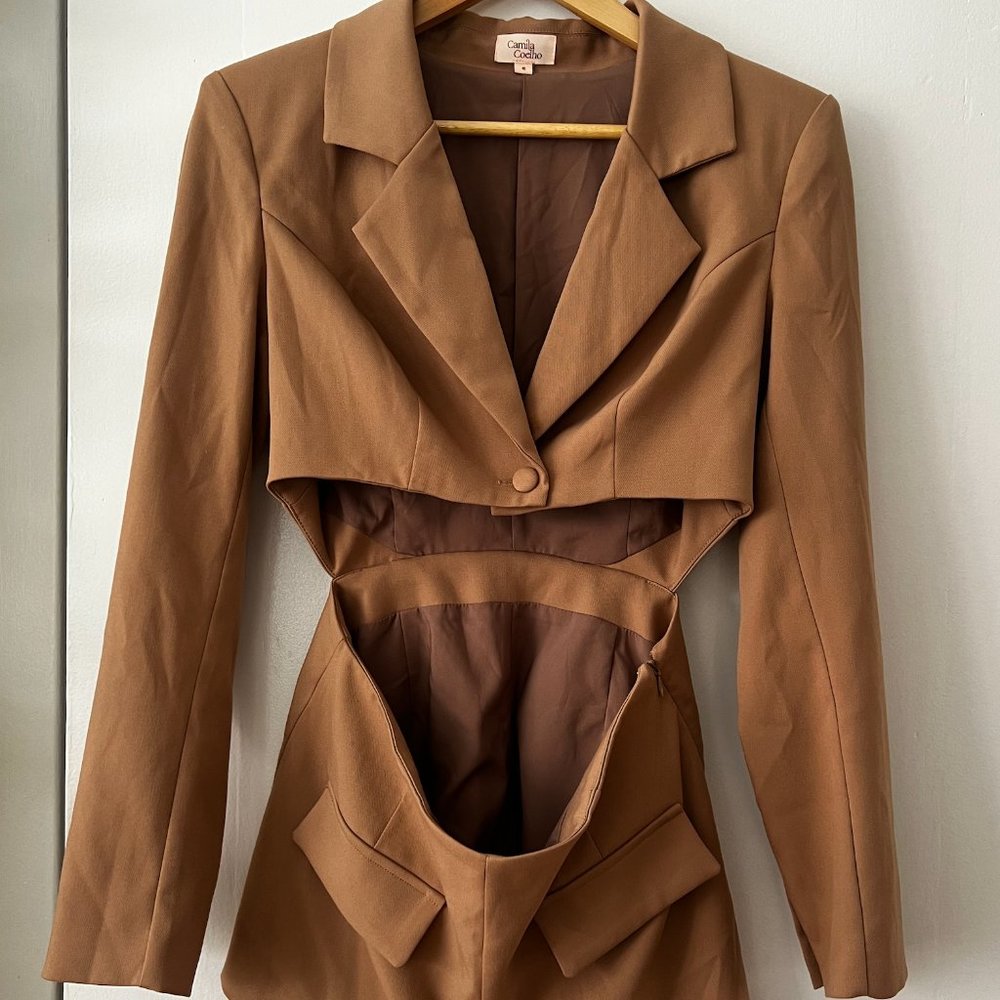 Camila Coelho Tan Romper Cut Out